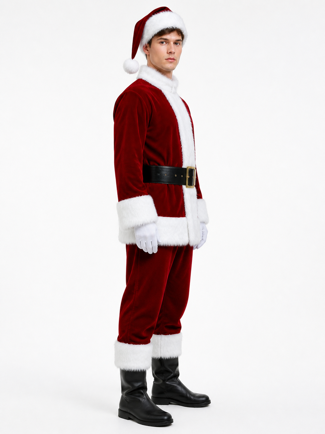 Red Ded Moroz Costume with Fur-Trimmed Details