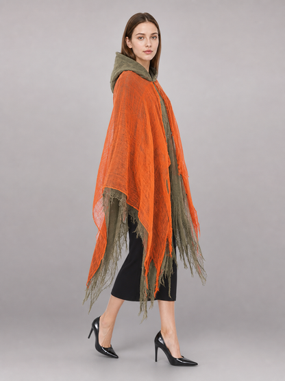 Orange and Gray Hooded Costume Cloak