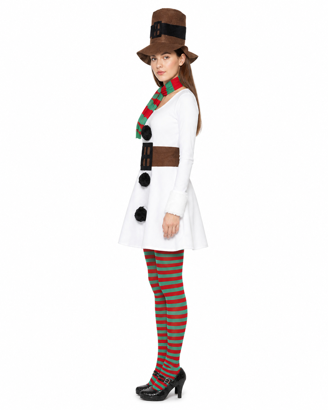 Christmas Snowman Costume with Dress and Hat side view