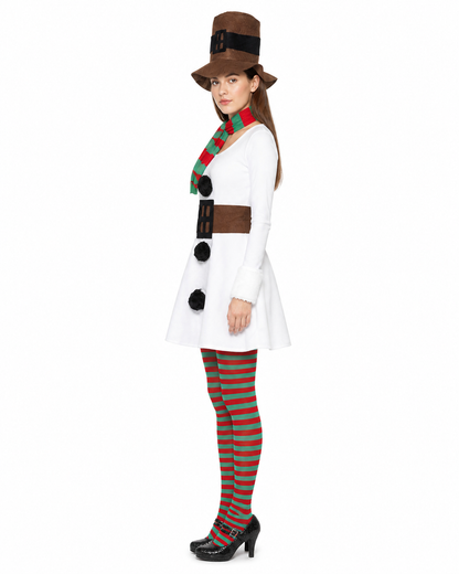 Christmas Snowman Costume with Dress and Hat side view