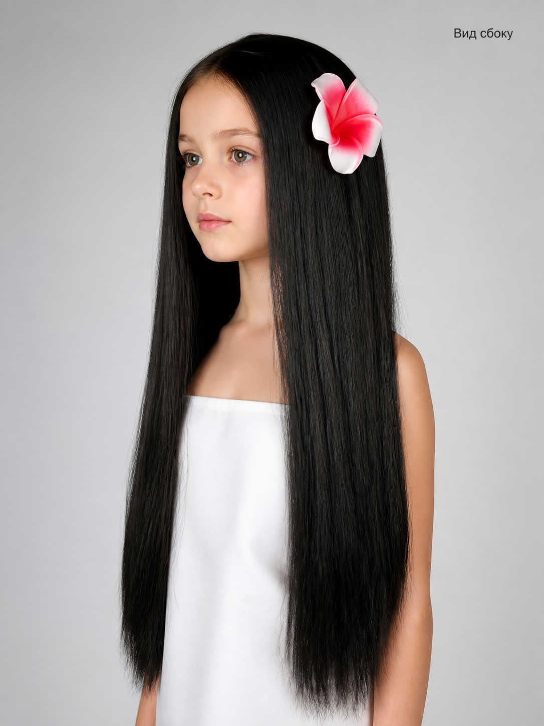 Black Carnival Wig with Flowers for Halloween and Cosplay side view