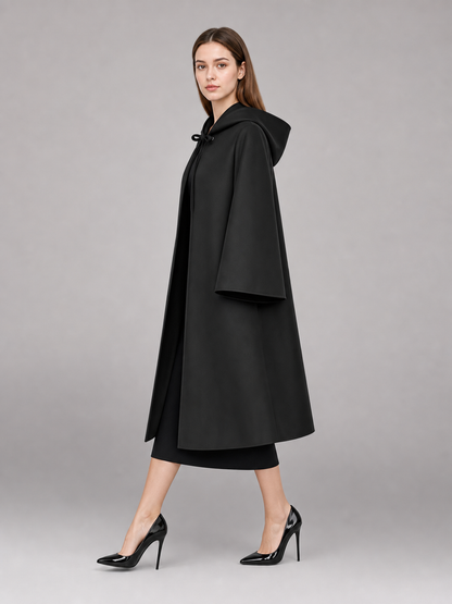 Black hooded carnival cloak for costumes