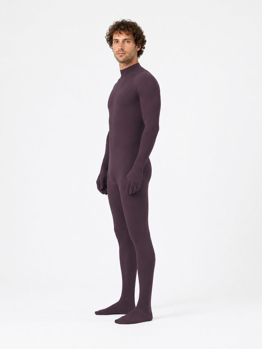 Dark Burgundy Jumpsuit with Gloves and Socks side view