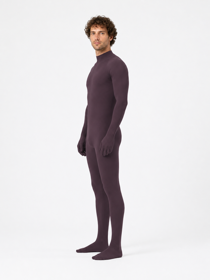 Dark Burgundy Jumpsuit with Gloves and Socks side view