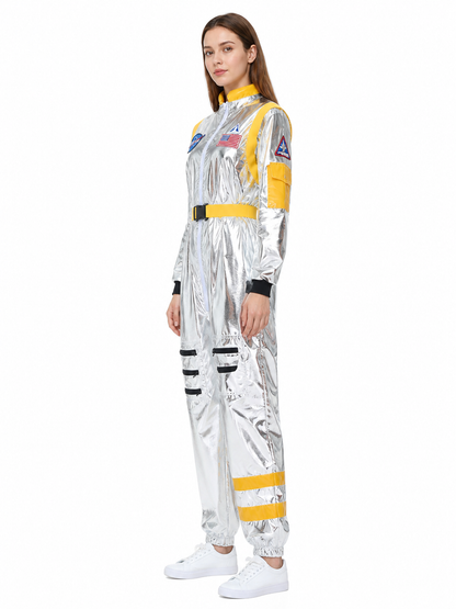 Astronaut Jumpsuit with Emblems and Pockets side view