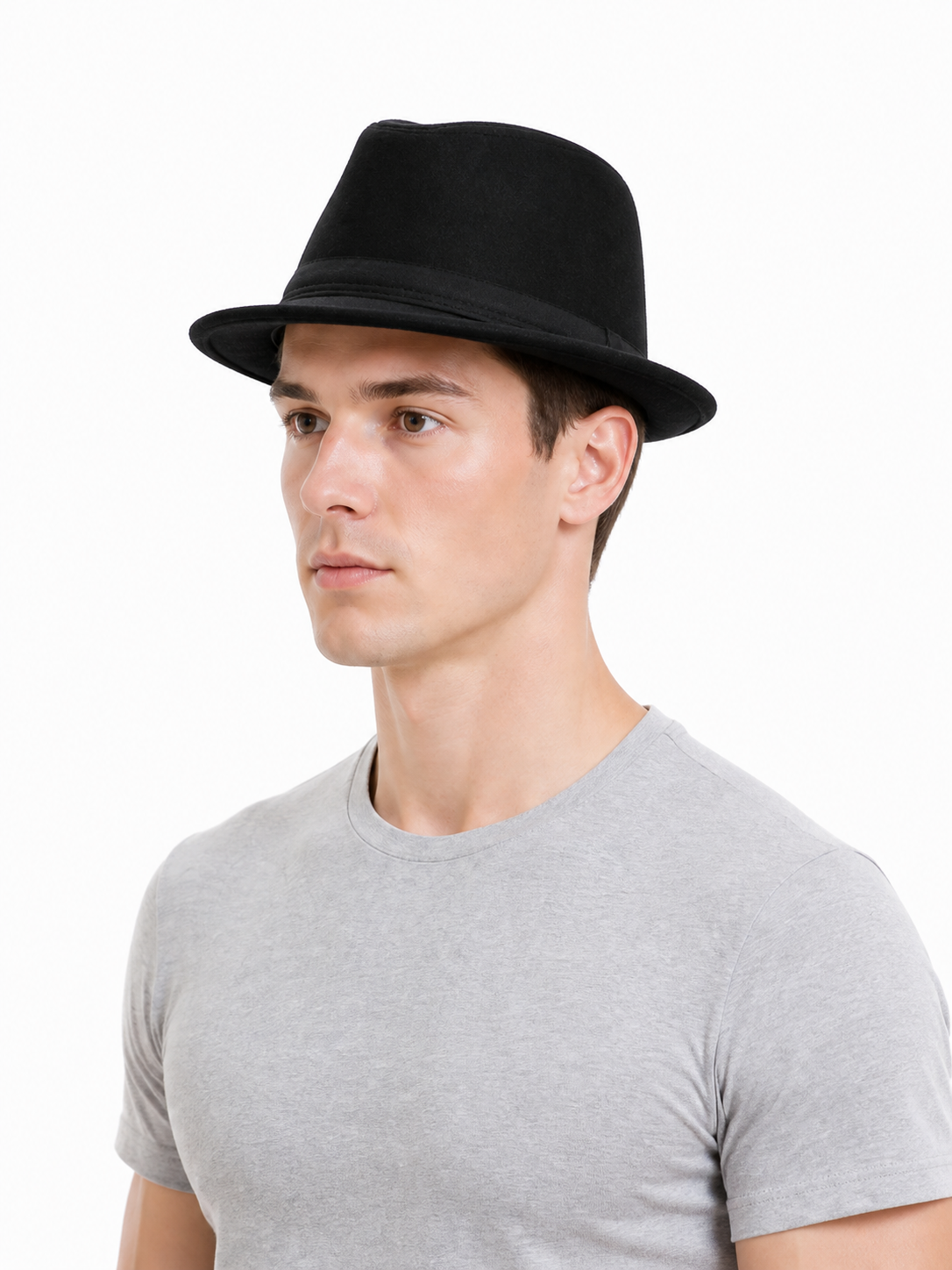 Black Carnival Fedora Hat with Wide Brim
