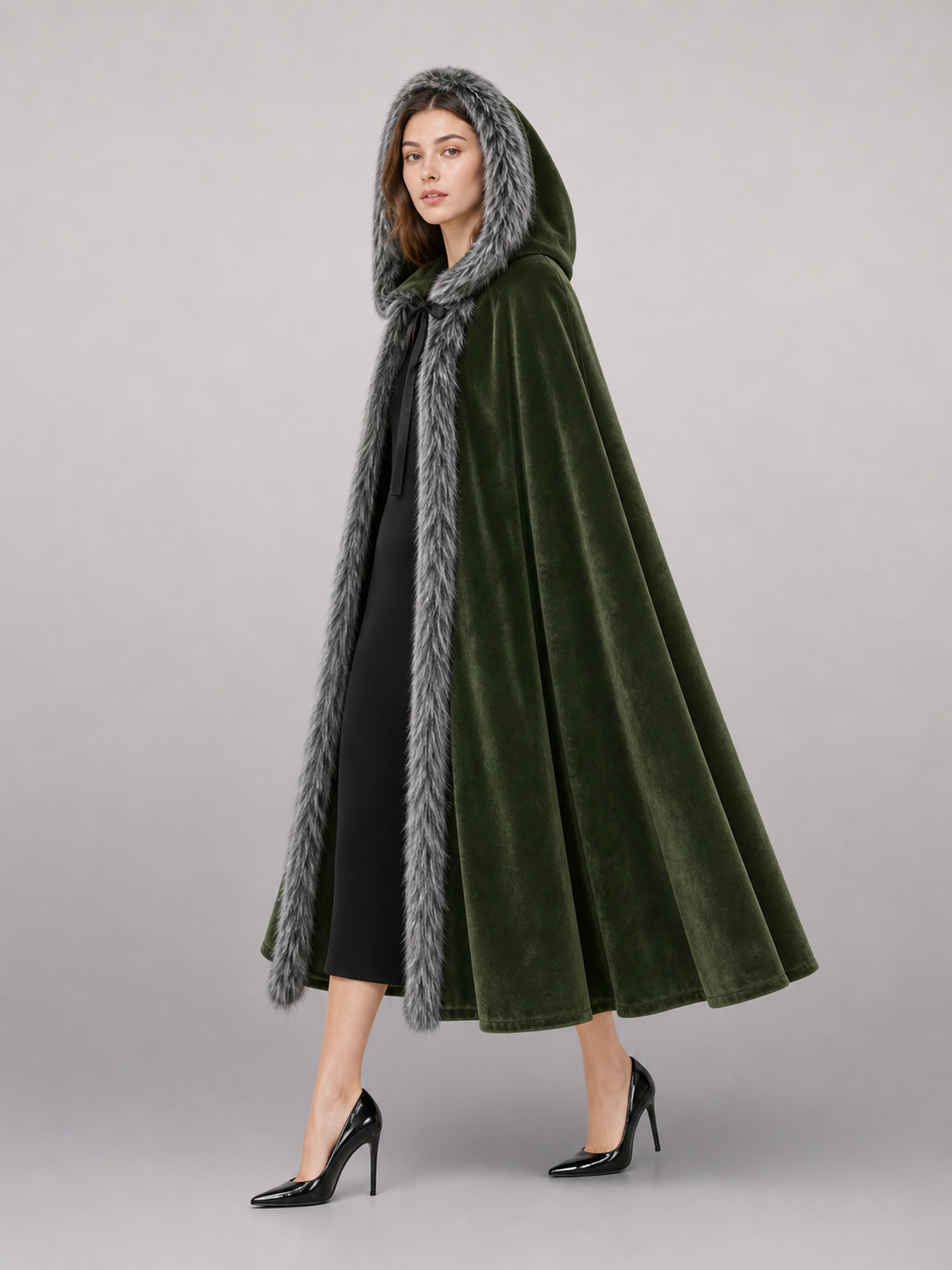 Olive Hooded Costume Cloak