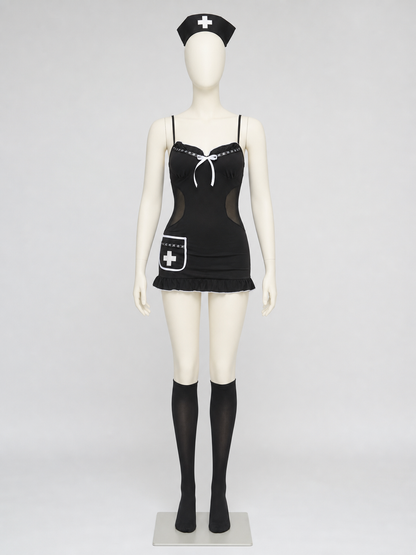 Medical Uniform: Black Dress with White Trim