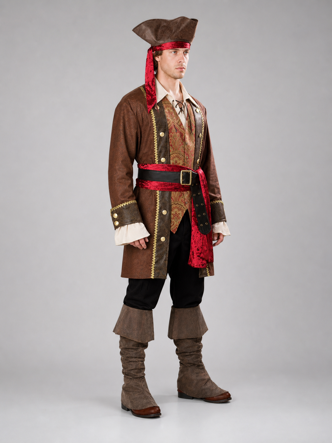 Pirate Costume with Frock Coat and Accessories