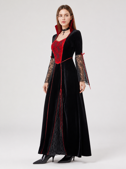 Vampire Costume with Red Trim for Halloween side view