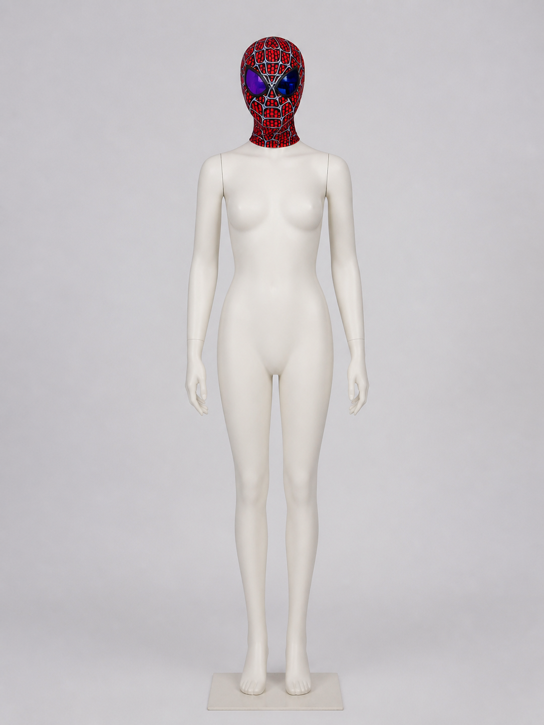 Red and Blue Carnival Mask with Spiderweb Pattern side view