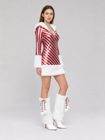 Holiday costume dress with a hood and belt