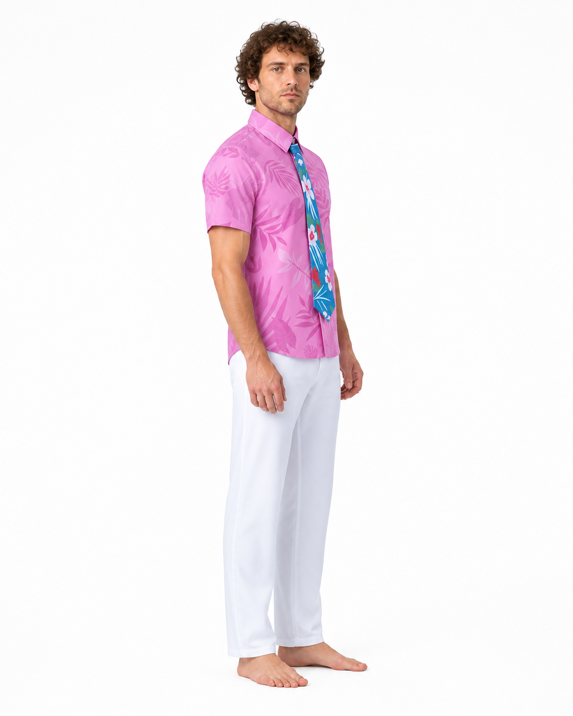 Children's Tropical Print Suit with Tie side view