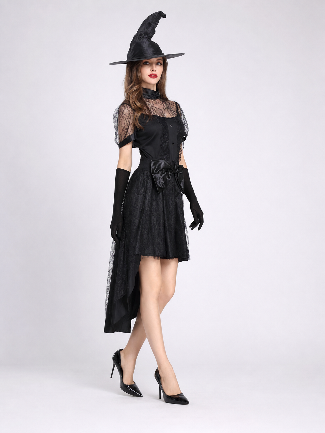 Witch-style carnival costume with accessories