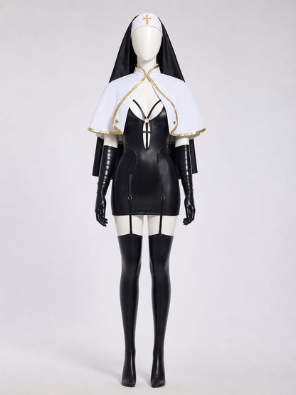 Religious cosplay costume with cape and cross