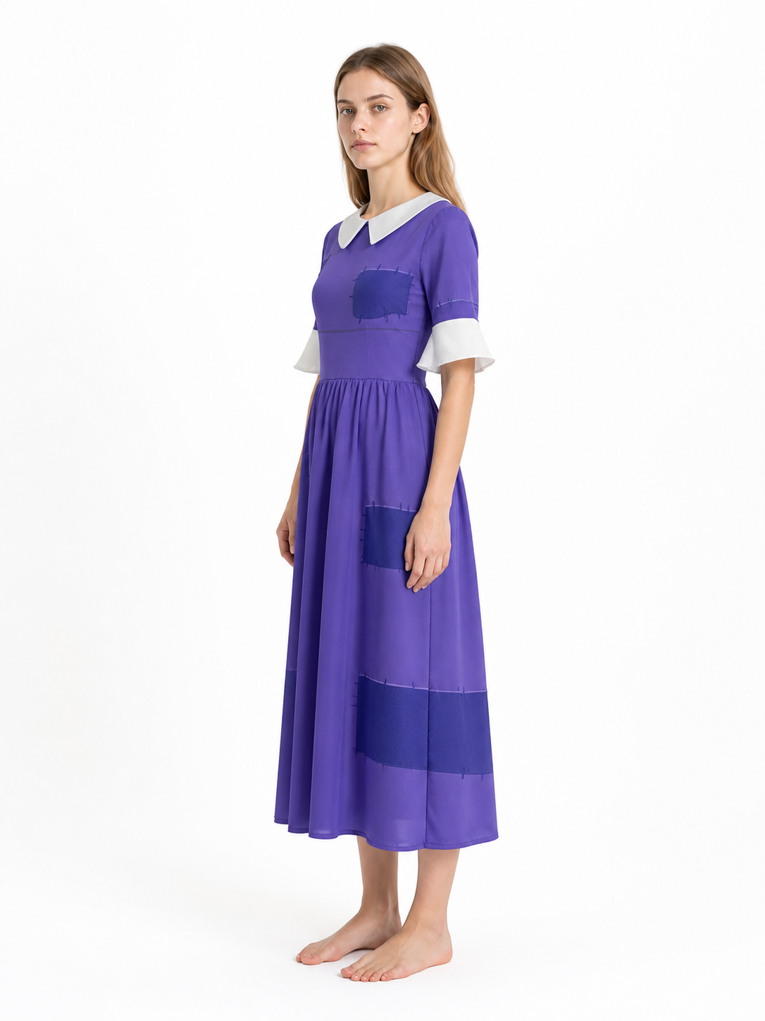 Pomni Cosplay Dress with Peter Pan Collar side view