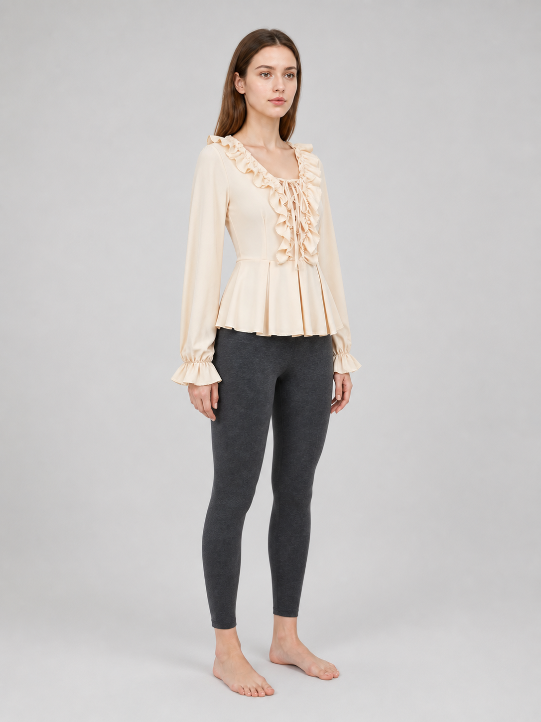 Renaissance-Style Blouse with Ruffles and Lacing