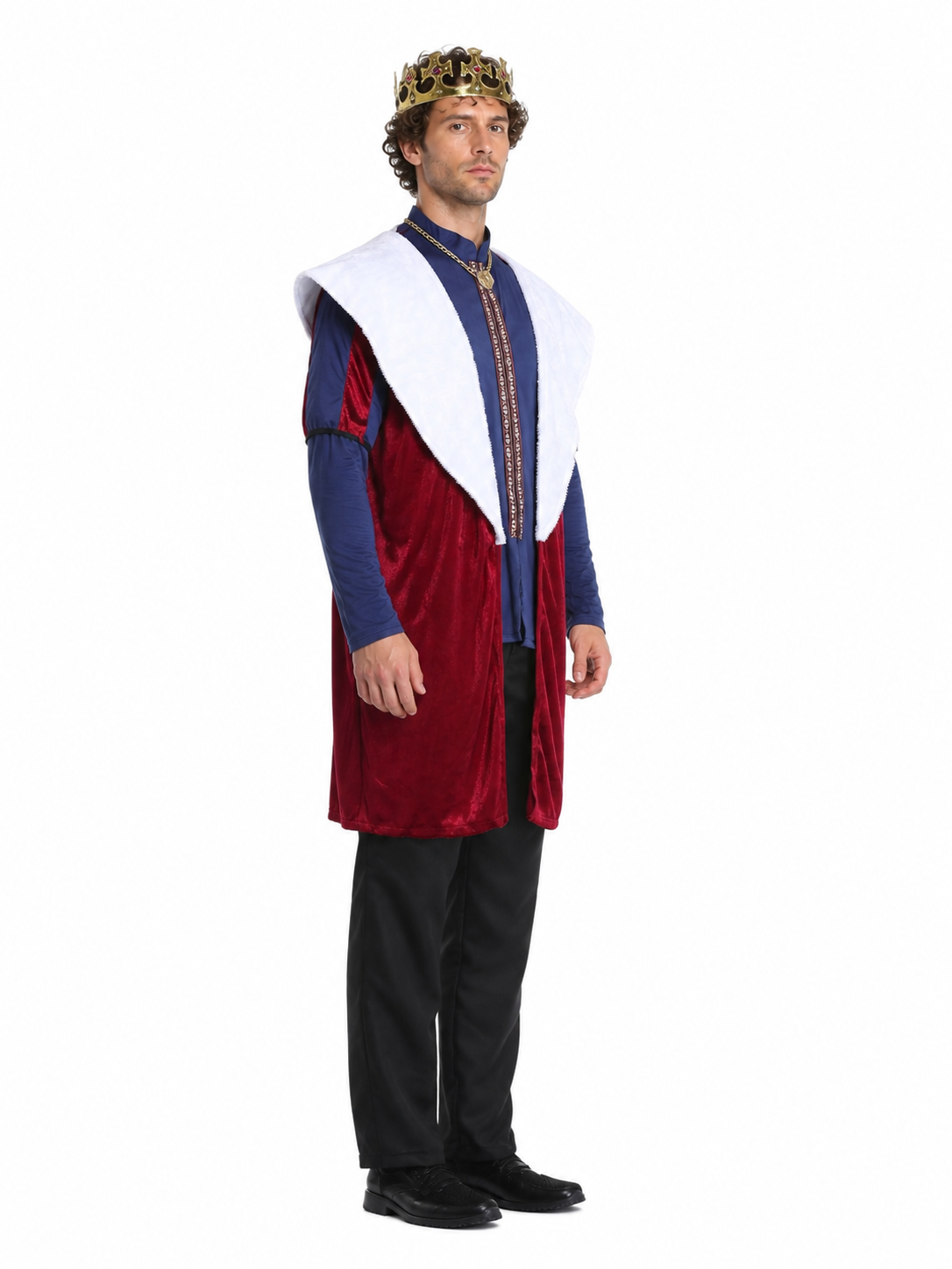 Carnival Costume with Red Dress and Gold Trim side view