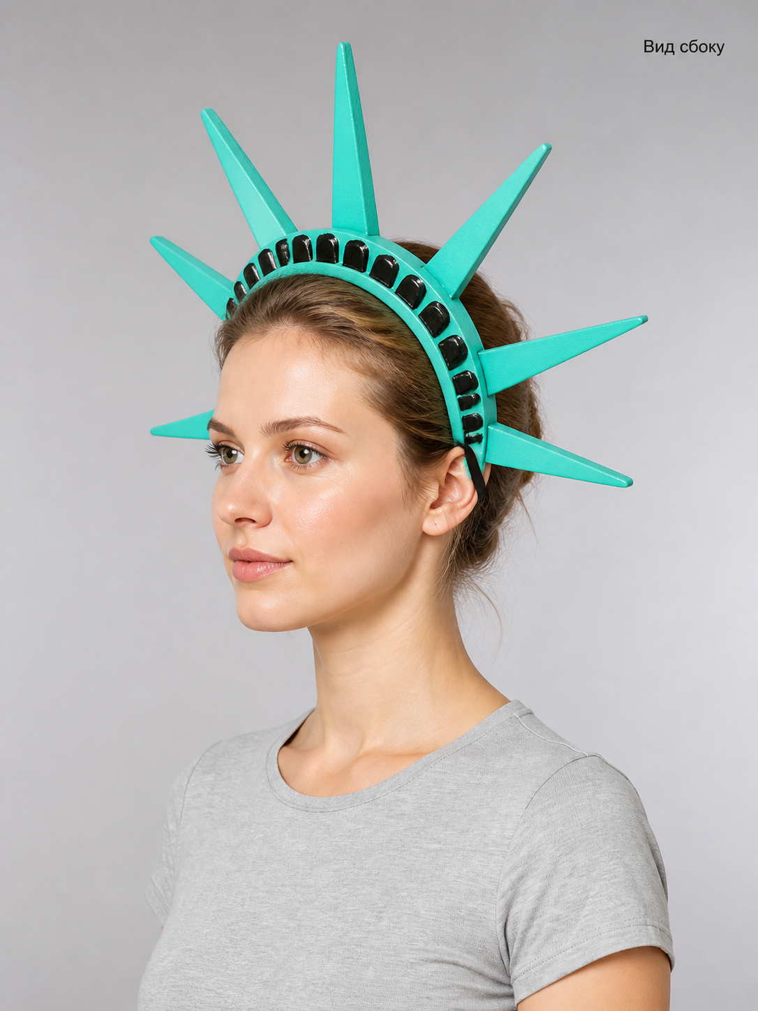Blue-Green Halloween Carnival Headband with Rays side view