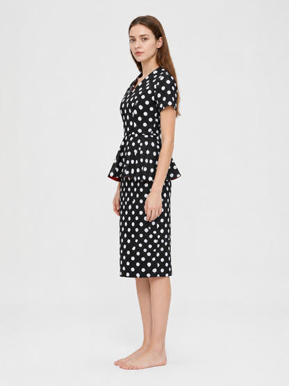 Cosplay Costume Set with Polka-Dot Top and Skirt side view