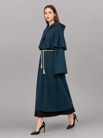 Dark Teal Hooded Costume Cloak