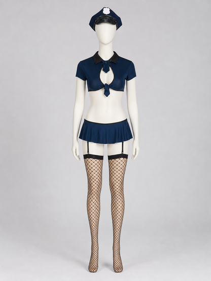 Police-Style Costume: Top, Skirt, and Cap