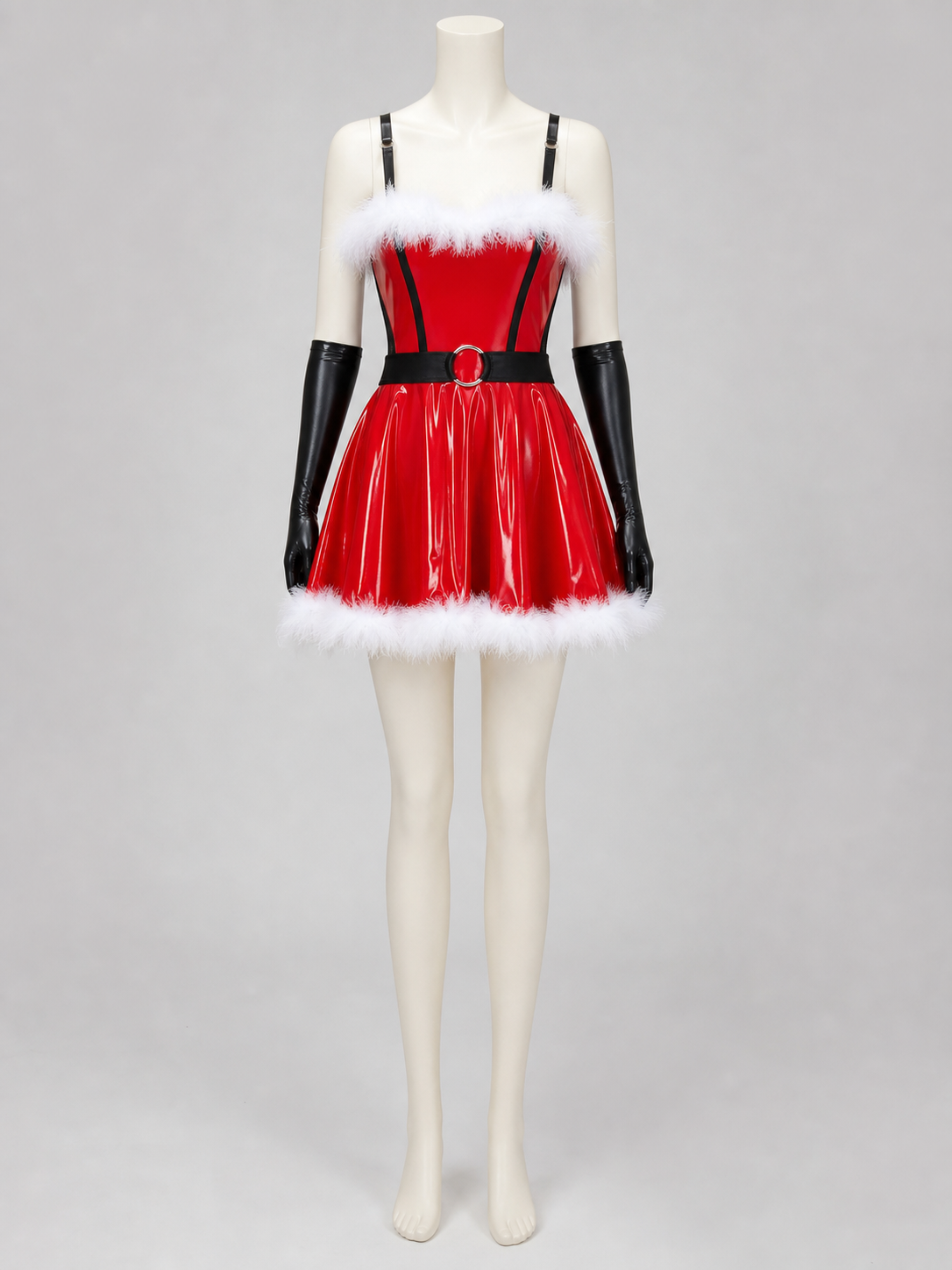 Red Christmas Costume with White Trim