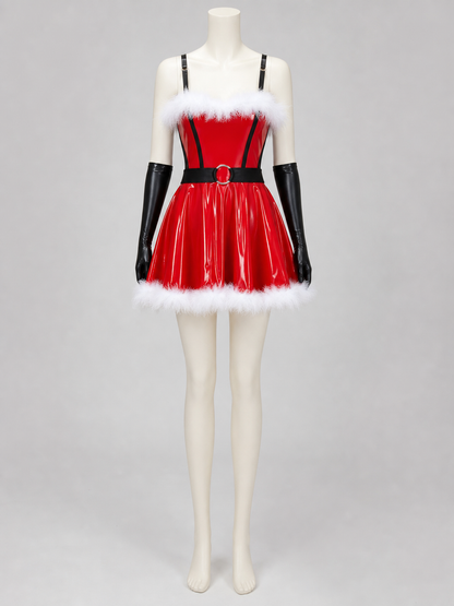 Red Christmas Costume with White Trim