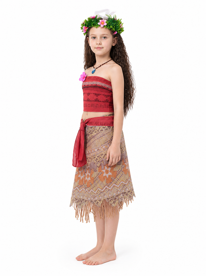 Moana Costume with Skirt and Accessories for Parties side view