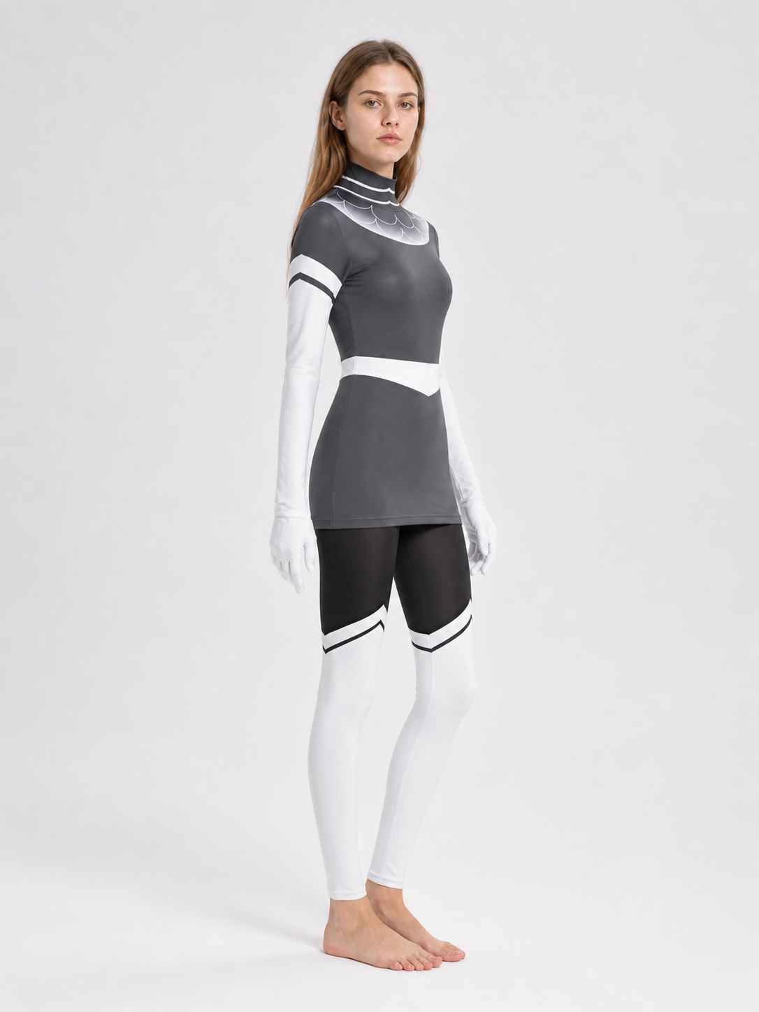 Halloween Cosplay Costume with White Inserts side view