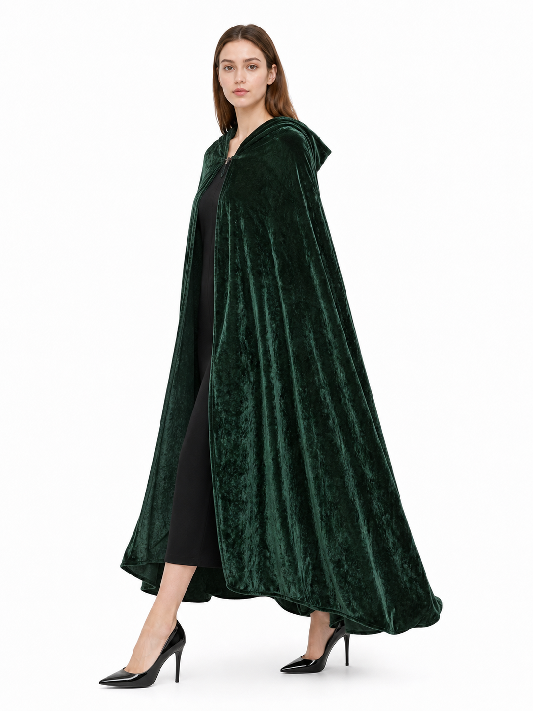 Hooded Dark Green Costume Cloak
