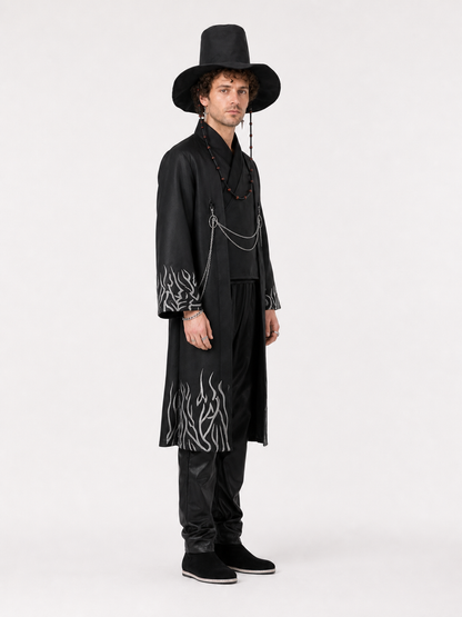 Cosplay Costume with a Wide-Brimmed Hat and Accessories side view