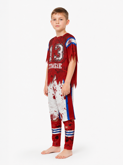 Zombie Sports Costume with Blood Print, Number 13 side view