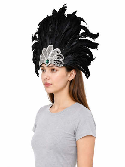 Feather and Bead Headpiece for Masquerade
