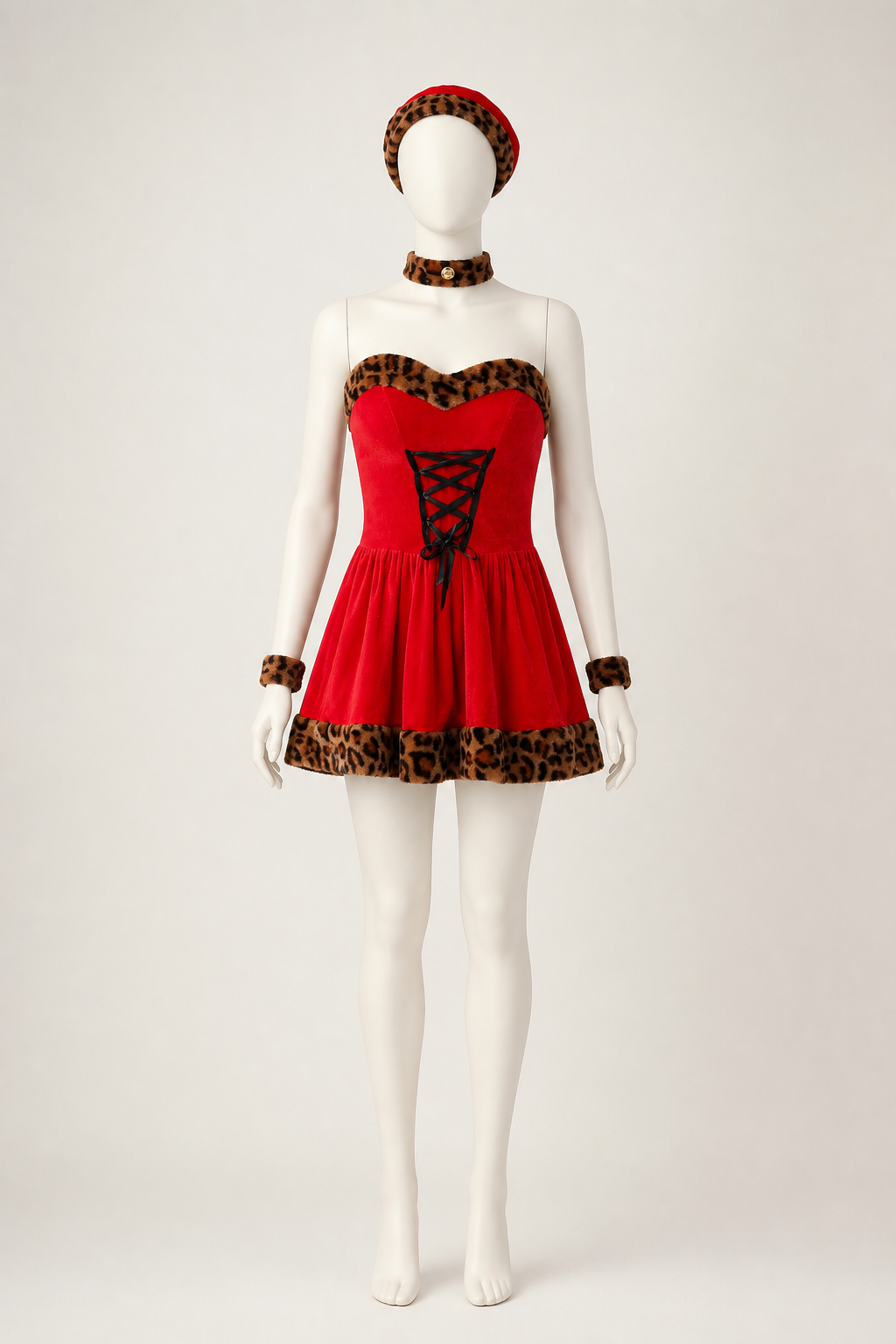 Sleeveless Dress with Leopard Trim side view