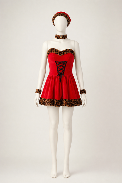 Sleeveless Dress with Leopard Trim side view