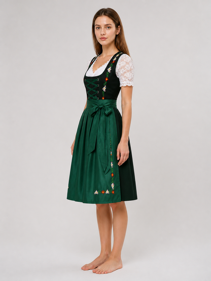 Dress with Corset Lacing and Lace Sleeves side view
