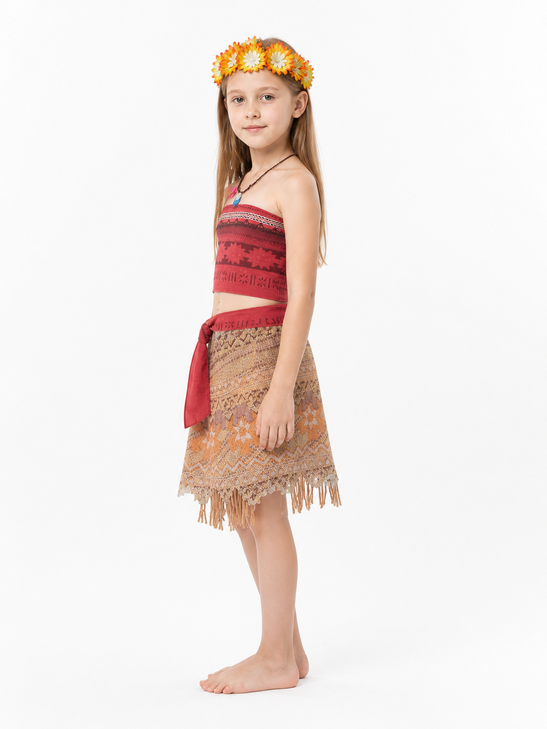 Children's Carnival Costume with Top and Fringed Skirt side view