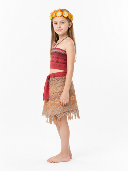 Children's Carnival Costume with Top and Fringed Skirt side view