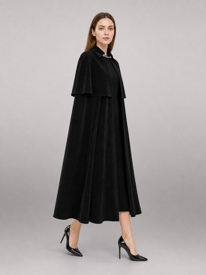 Long Black Carnival Cloak with Collar
