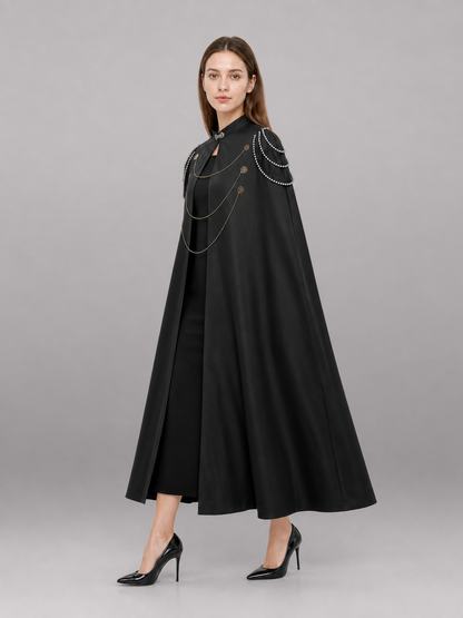 Long Black Hooded Costume Cloak