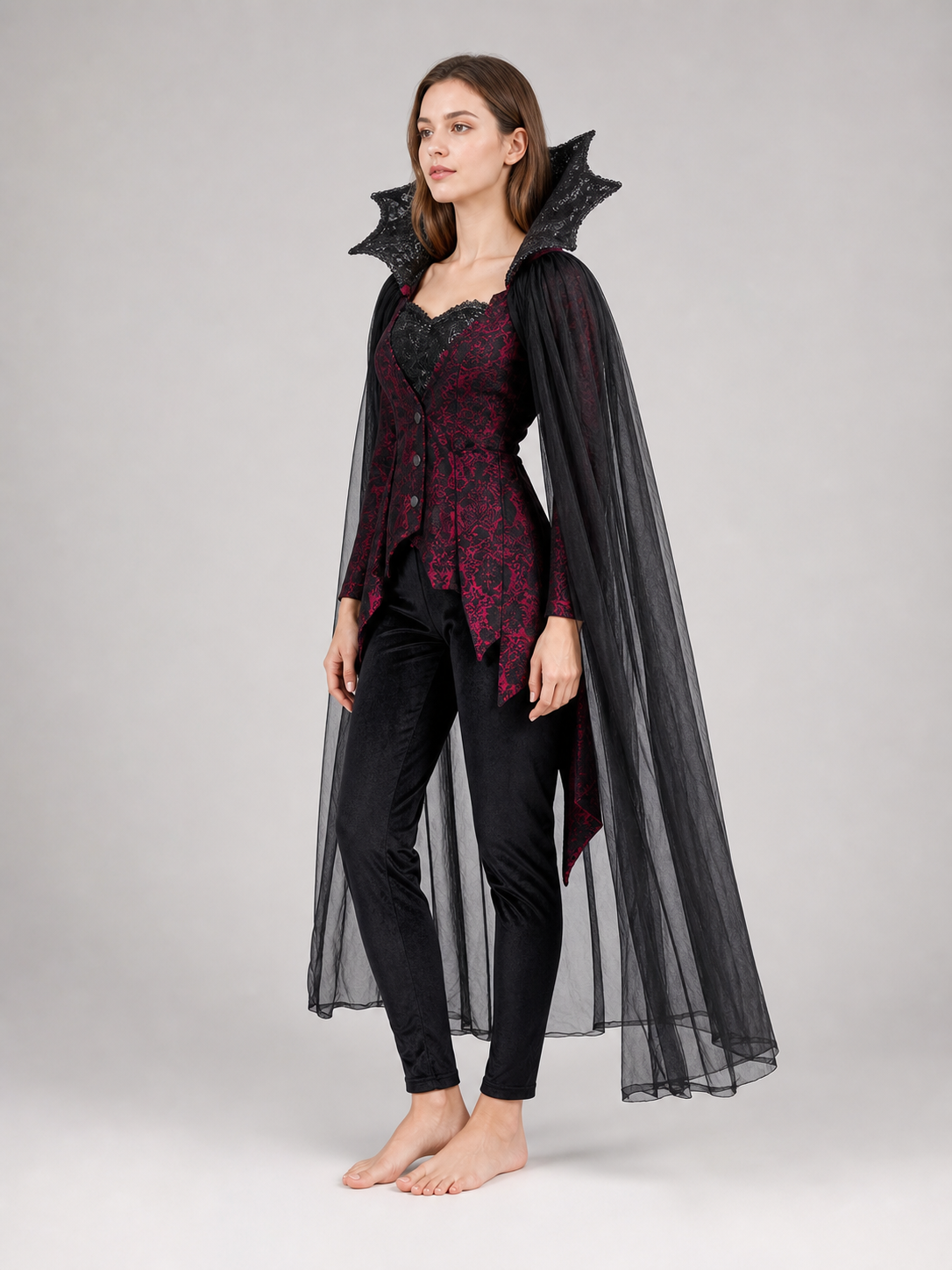 Gothic Vampire Costume with Cape and Pants