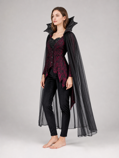Gothic Vampire Costume with Cape and Pants