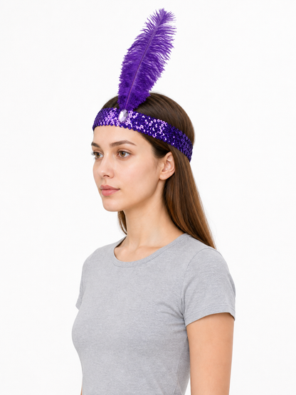 Feather and Sequin Headband for Carnival