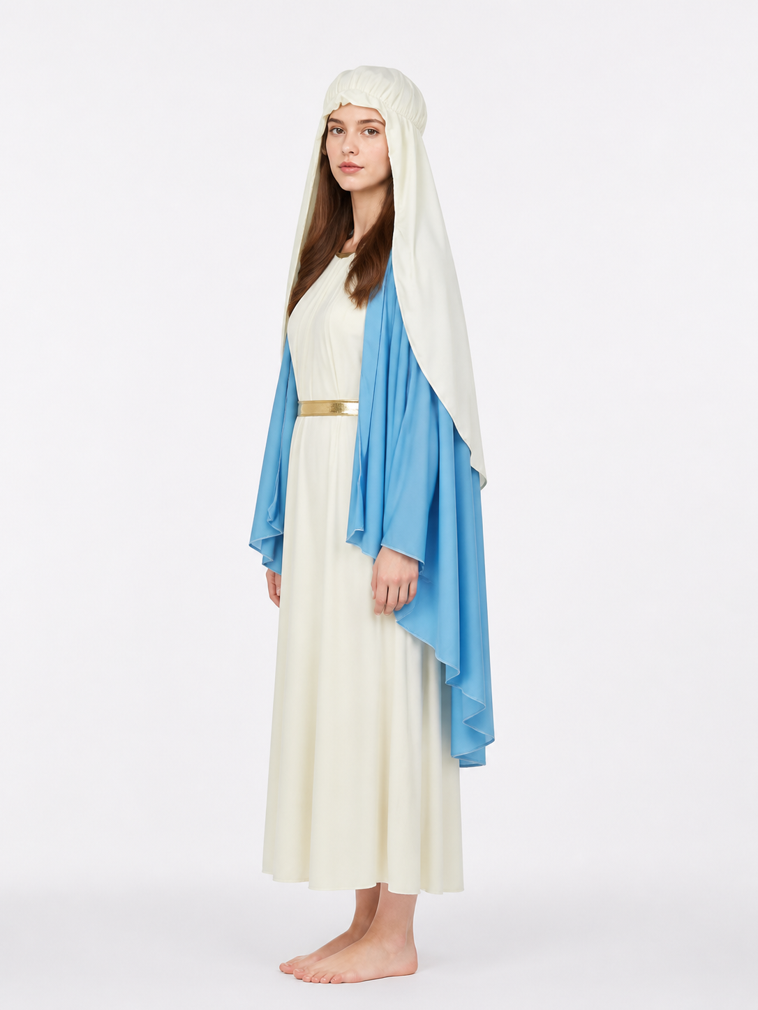 White Robe with Blue Cape and Gold Sash product view 25