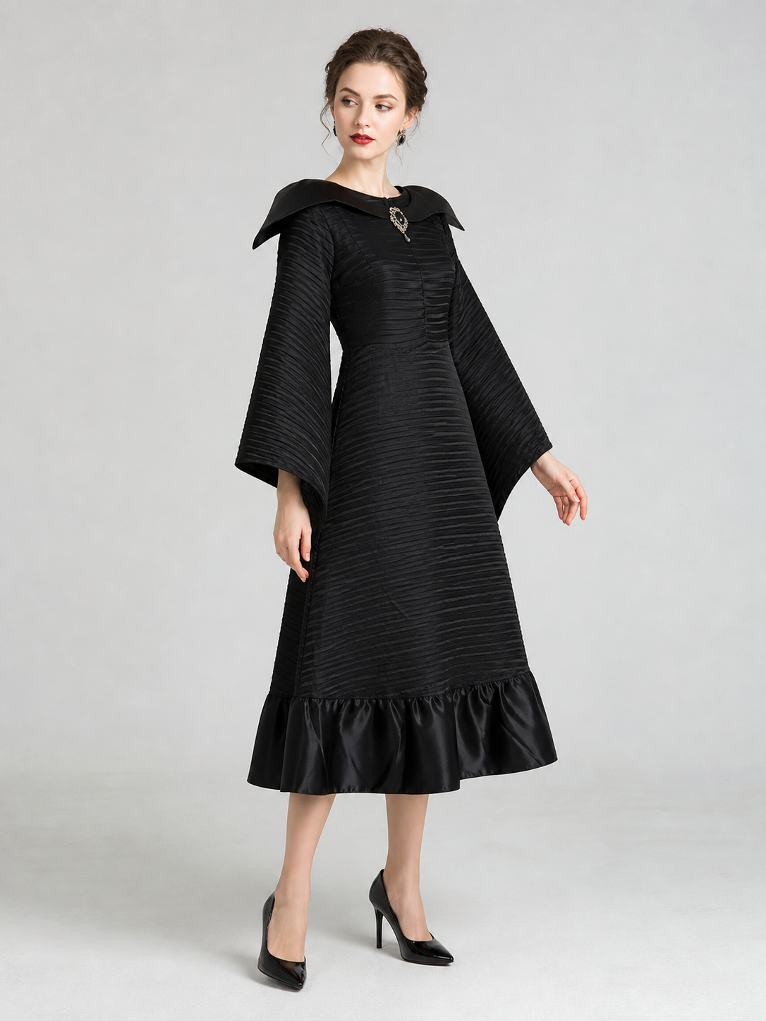 Gothic-Style Cosplay Costume: Dress, Hat, and Cane