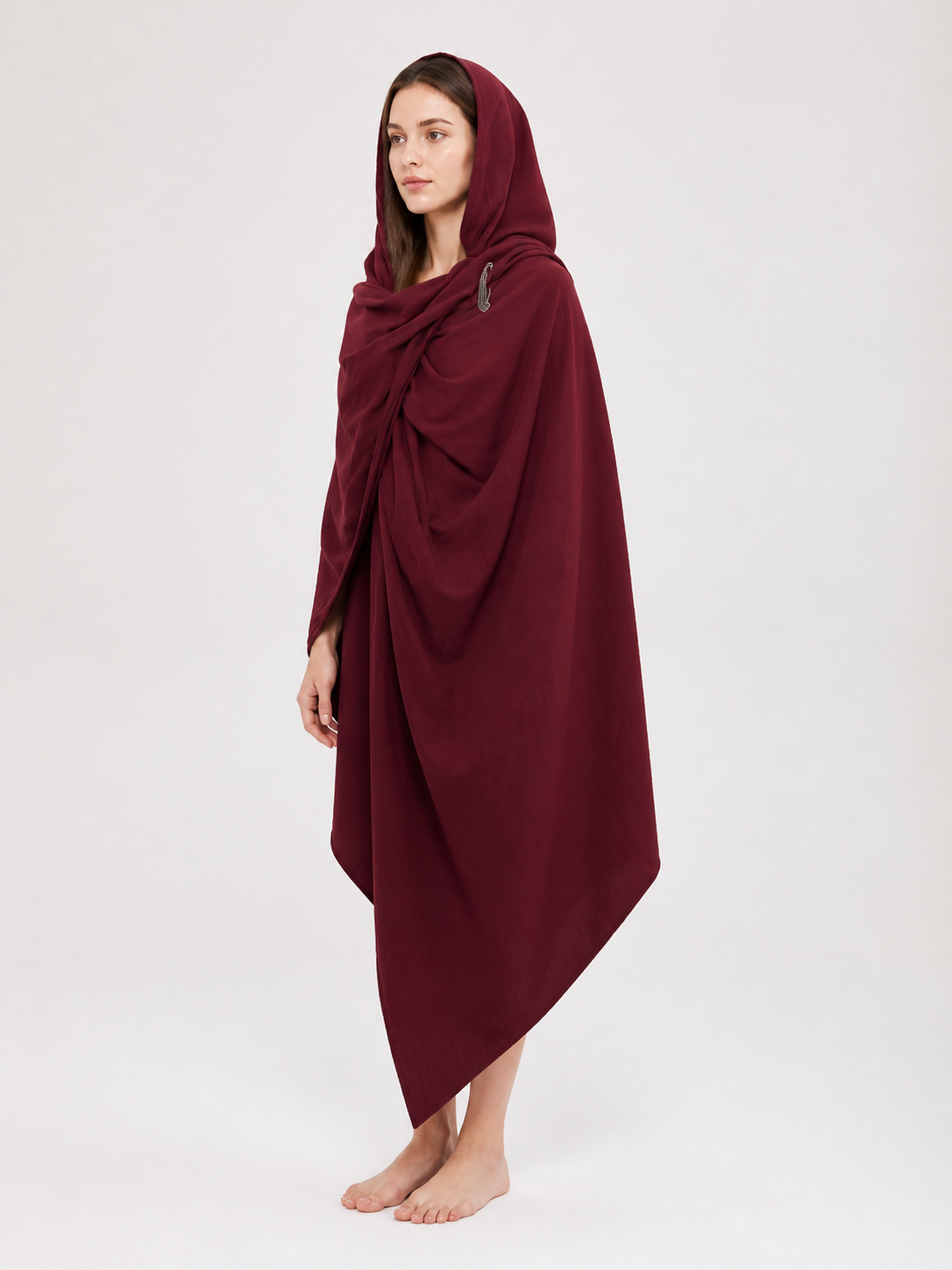 Burgundy hooded costume cloak product view 20