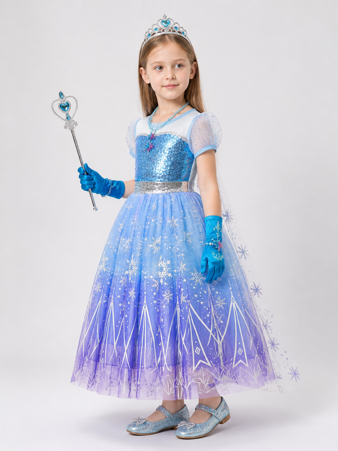 Snowflake Carnival Costume for Girls for Halloween and Cosplay side view