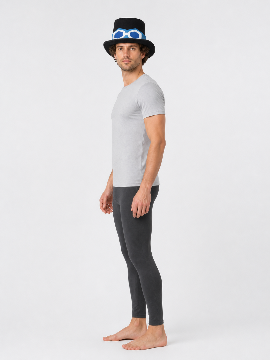 Wide-Brim Top Hat with Glasses for Cosplay side view