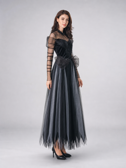 Gothic Witch Costume Dress with Full Skirt